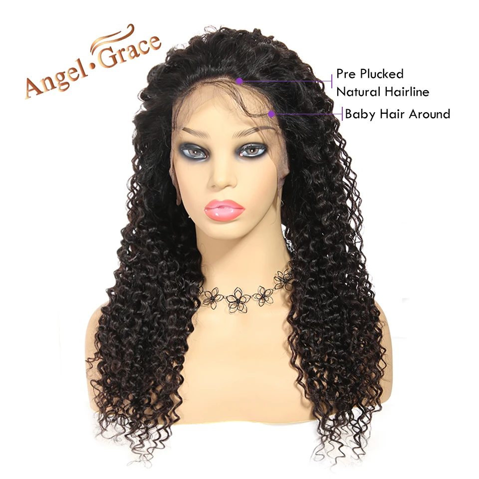 Angel Grace Hair 13x6 парик с кружевом спереди перуанские вьющиеся волосы Remy человеческие волосы парик 8-24 дюймов предварительно сорвал с волосами младенца