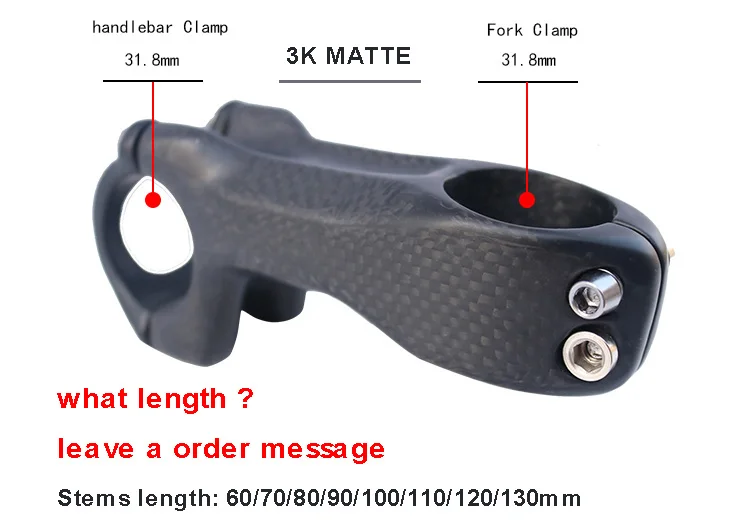 Матовая/глянцевая 3K Углеродное волокно для велосипеда MTB дорожный стволовый велосипед части Frok диаметр 28,6 мм 31,8 мм Диаметр руля 25,4 мм 31,8 мм - Цвет: matt 31.8X31.8 mm