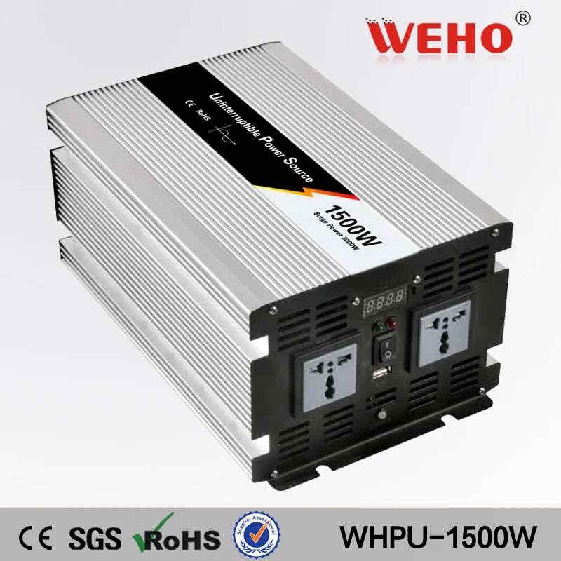

(WHPU-1500W-122)12v dc to ac 220v off grid pure sine wave 1500w power inverter with charger
