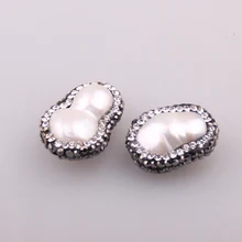 MOODPC Bohemian Tribal Jewelry Handmake Black Crystal Paved Pearl Charm Direct Hole Jewelry Pendant