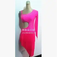 Стиль, костюм для латинских танцев, сексуальное платье с кисточками и бриллиантами, платье для соревнований с одним рукавом, Женский Латиноамериканский танец Танго ча-ча, танцевальные платья