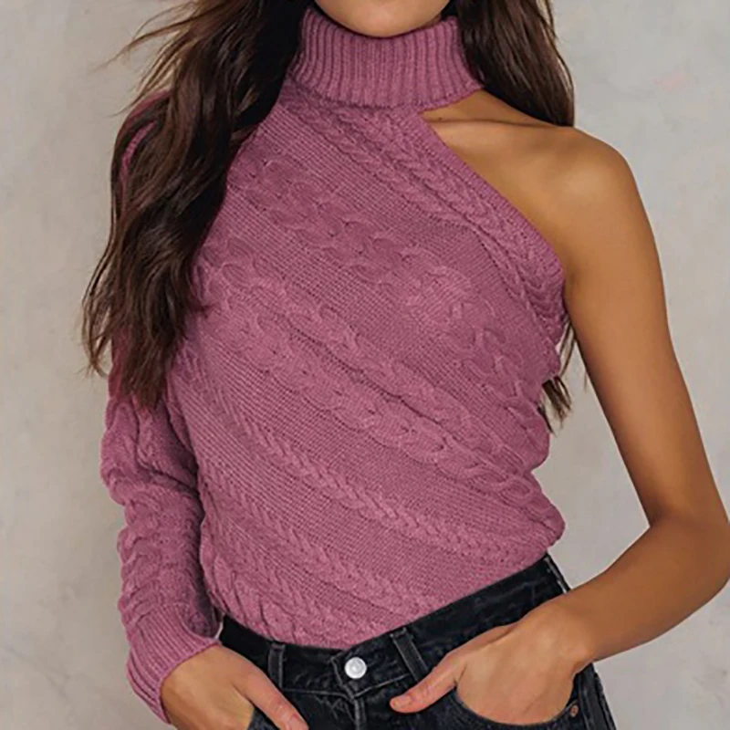 

Женский вязаный свитер Fanco, однотонный пуловер с длинным рукавом и высоким воротником, вязаный свитер для осени и зимы