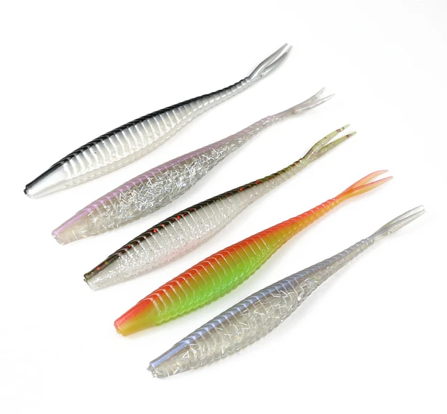 5Pcs Split Tail Soft Fishing Baits 12cm 7g Double Colors Silicone Bait Soft  Grub Bait Bass Perch Fish Lure - AliExpress