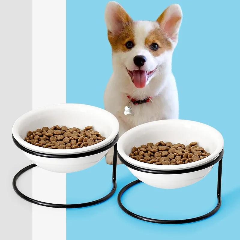

Pet Cat Feeder Iron Frame Holder Ceramic Bowl for Pet dog and Cat Small Dog Bowl Cat food bowl comedero perro gamelle chien