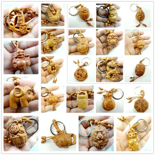 

Mahogany Three-dimensional Engraving Key Chain Lifelike Pendant Key Ring Jewelry Gift For Car Accessories F88