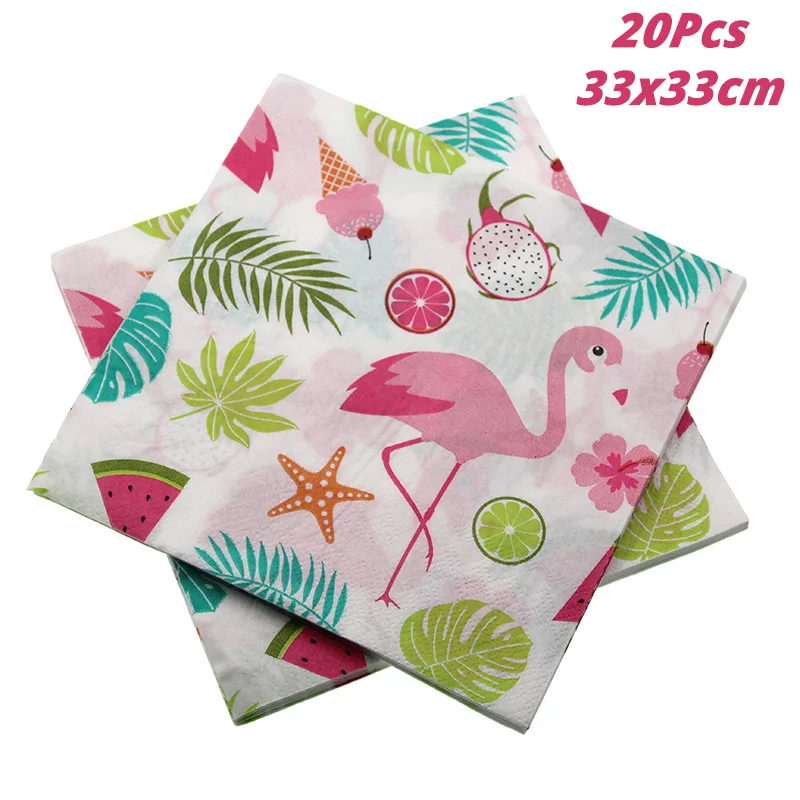 1pack Napkins 4 Тропический вечерние фламинго и ананасы воздушные шары пальмовых листьев декорации в стиле Гавайской вечеринки летние пляжные декор для девочек на первый день рождения, вечерние - Цвет: 1pack Napkins 4