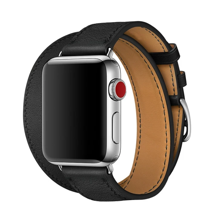 Ремешок для часов из натуральной кожи для Apple Watch с 4 ремешками для Apple Watch Series 1 2 3 iWatch Herme Watch браслет 38-44 мм - Цвет ремешка: Black