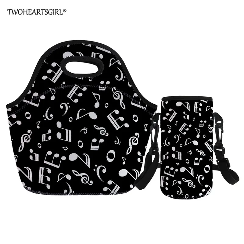 

Twoheartsgirl Tote Thermal Neoprene Bag Music Note Print Beach Lunch Bag Food Picnic Bolsa Termica Women kid Men Cooler Bag