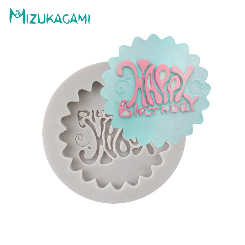 Happy Birthday Printed Cake Silicone Mold Fondant Cake Decorating Mold