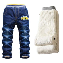 Горячая Распродажа, джинсы для маленьких мальчиков, брюки зима г. Детские потертые мальчики джинсы джинсовая длинные брюки с рисунками из мультфильмов Cascal Add Wool теплая одежда