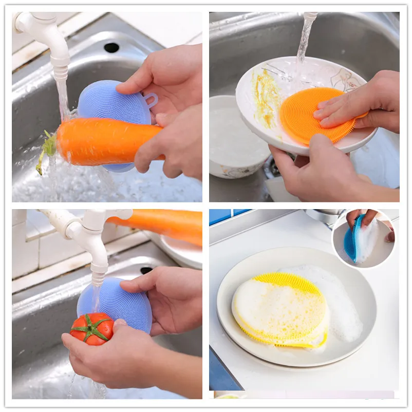 

Multifunctional Kitchen Cleaning Brush Silicone Dishwashing Brush Circular Dish Washing Brush Fruit And Vegetable Cleaning Brush