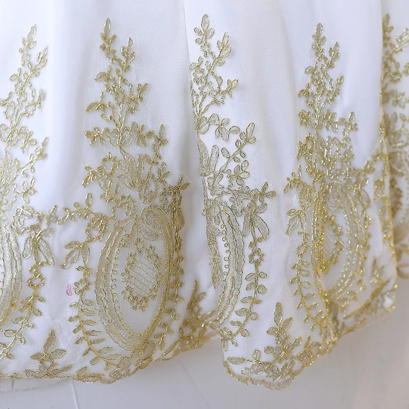 Yellow and White Mermaid Evening Dress long sleeves Floor-Length Appliques Formal Party Gowns Robe De Soiree