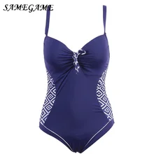 SAMEGAME Новое поступление плюс размер цельный купальник женский винтажный купальный костюм пляжный мягкий принт в горошек Костюм 4XL