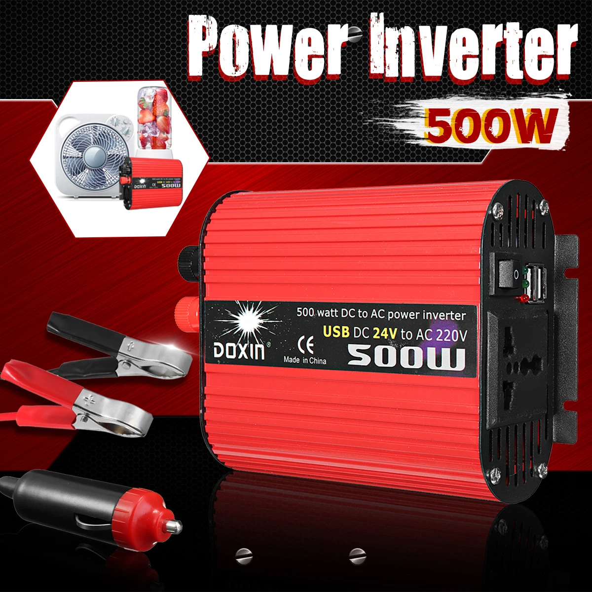 

Car Inverter 12V 220V 500W Power Inverter Modified Sine Wave Voltage Converter Transformer 12V/24V To 220V/110V Car Charger