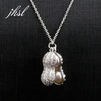 

JHSL Brand Cute 925 Sterling Silver Round Freshwater Pearl Necklace Pendant Women Girl Female Classic Elegant Fine Jewelry