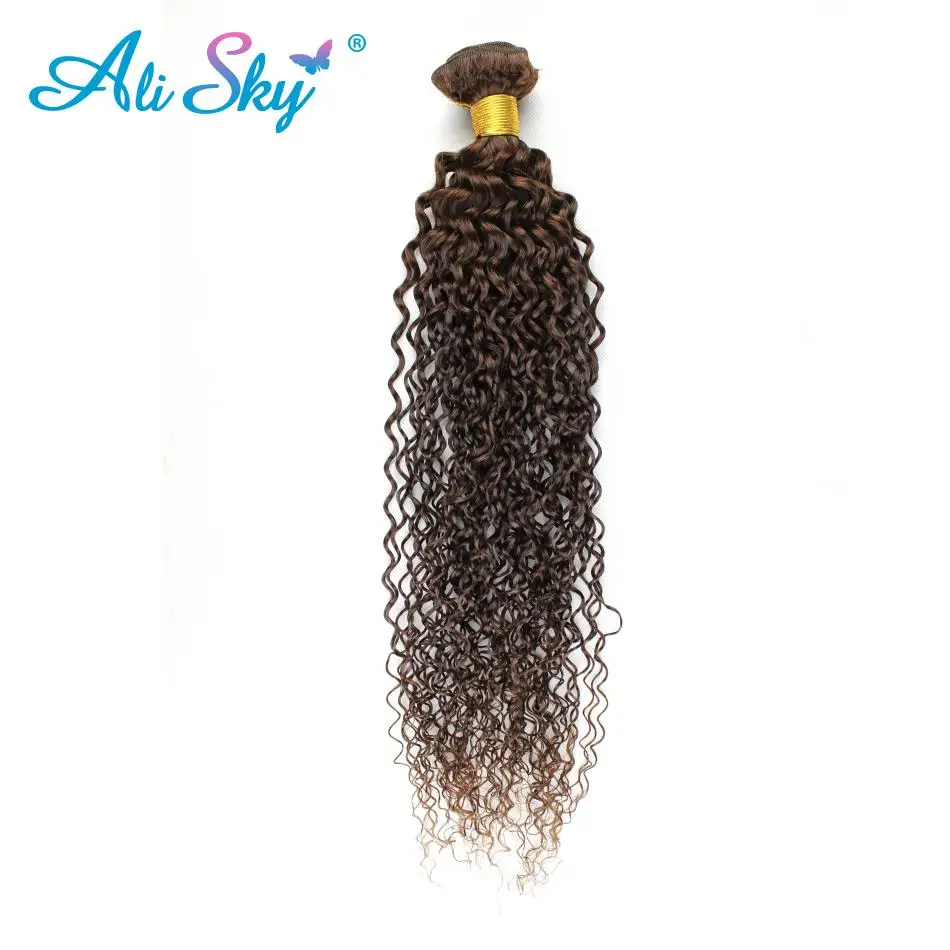 

Alisky HAIR 100% Kinky Curly Weave Human Hair Brazilian Hair Weave Bundles #4 Color Remy Hair Extensions 1 Piece No Tangle