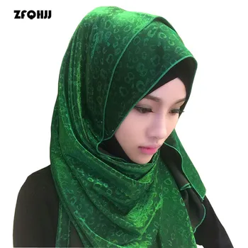 

ZFQHJJ 2018 New Arrival Muslim Women Head Scarf Islamic Hijab Gold Lurex Material Leopard Prints Turkish Scarf Shawl Headwear