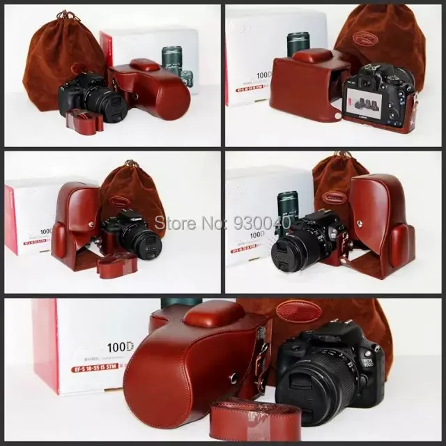 Коричневая сумка для камеры чехол из натуральной кожи чехол сумка для цифровой камеры Canon EOS 100D