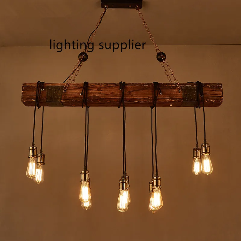 Креативный деревянный подвесной светильник Эдисона в стиле лофт, винтажный подвесной светильник для столовой, подвесной светильник, внутреннее освещение