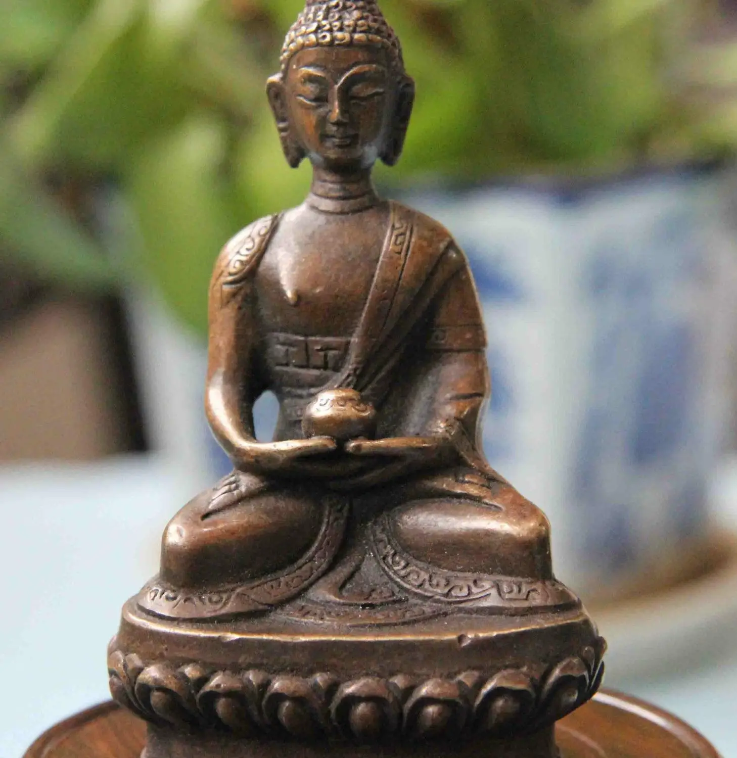 

9 Cm Tibet Buddhism Temple Copper Bronze Sakyamuni Amitabha Rulai Buddha Statue