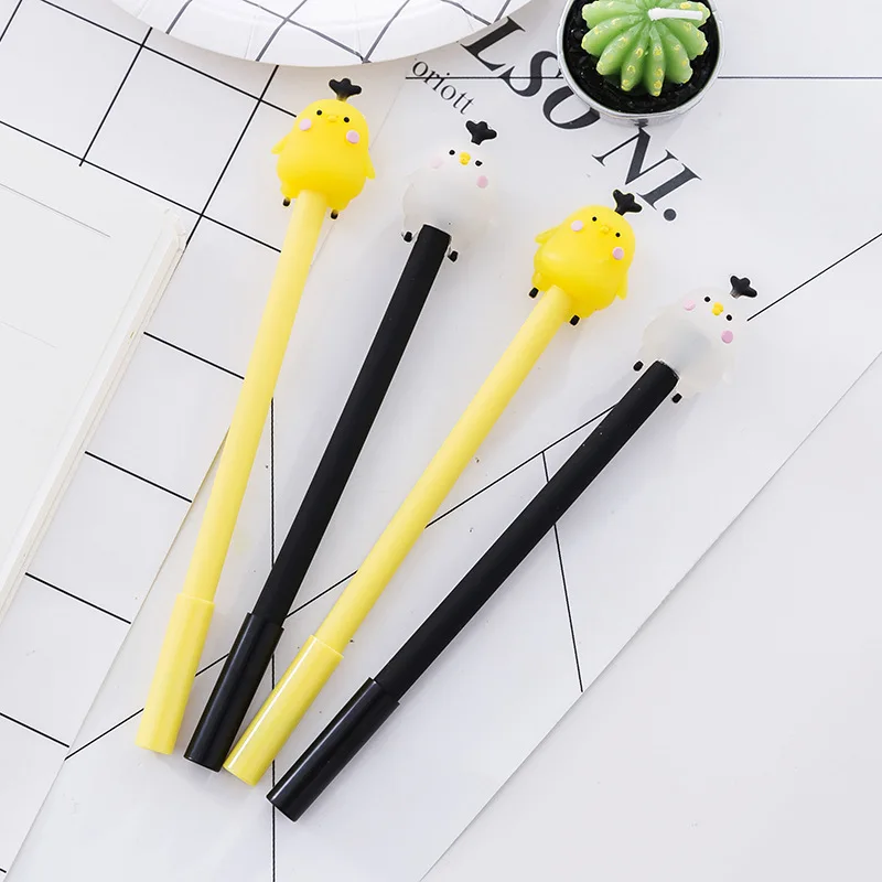 

30 Pcs Creative Stationery Neutral Pen Cartoon Modelling Chicken Black Water Pen 0.5mm Writing Pens Stationery Office Supplies