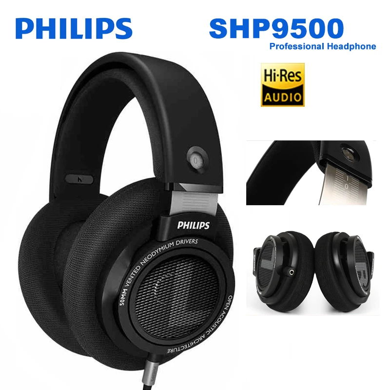 

Professional Philips HIFI SHP9500 Headphone 3.5mm Plug Active Noise Cancelling Neodymium Driver Headset for Music & Movie & Game