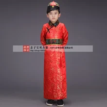 Китайский костюм для мальчика китайский детский халат Hanfu одежда Детский костюм со шляпой 100-160 см