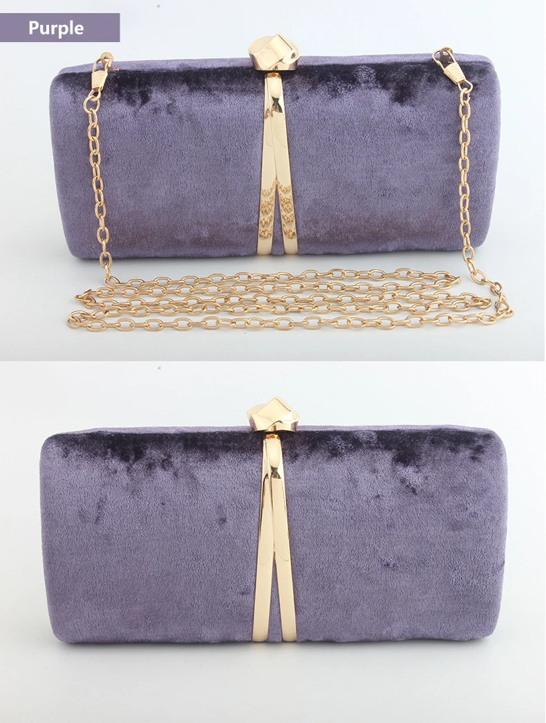 Luxy Moon Purple Velour Clutch Bag Front View