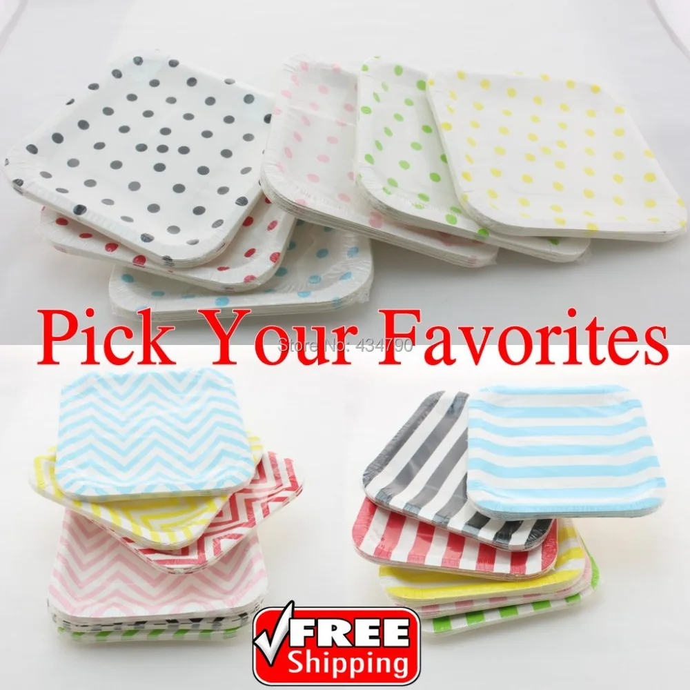 1440pcs 7" Pick Your Colors Wholesale Square Paper Plates Colorful,Kids Birthday Party Wedding
