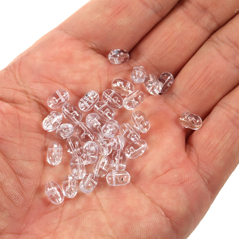 

100PCS Fishing Beads Hard Clear Beads Sets Fishing Lures Hard Lures Fish Accessories Pesca Transparent Double Cross Hole Beads
