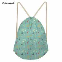 Coloranimal ноты школьные сумки Для детей для девочек-подростков Модные Повседневное мешки Drawstring мешок пакет 3D печати плеча рюкзак