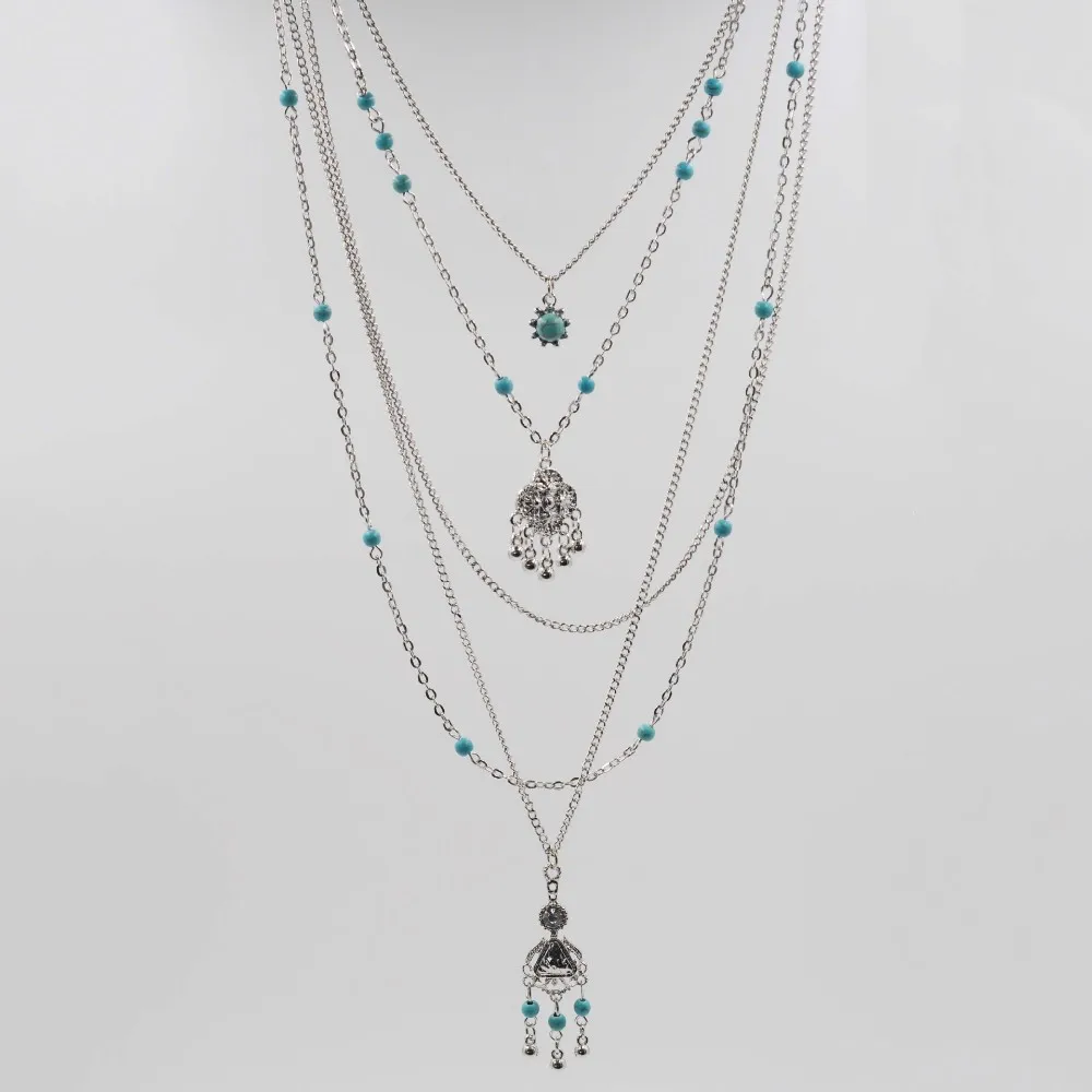 2016 Hot Sale Ethnic Bohemia Flower Necklace Women Vintage Multi Layered