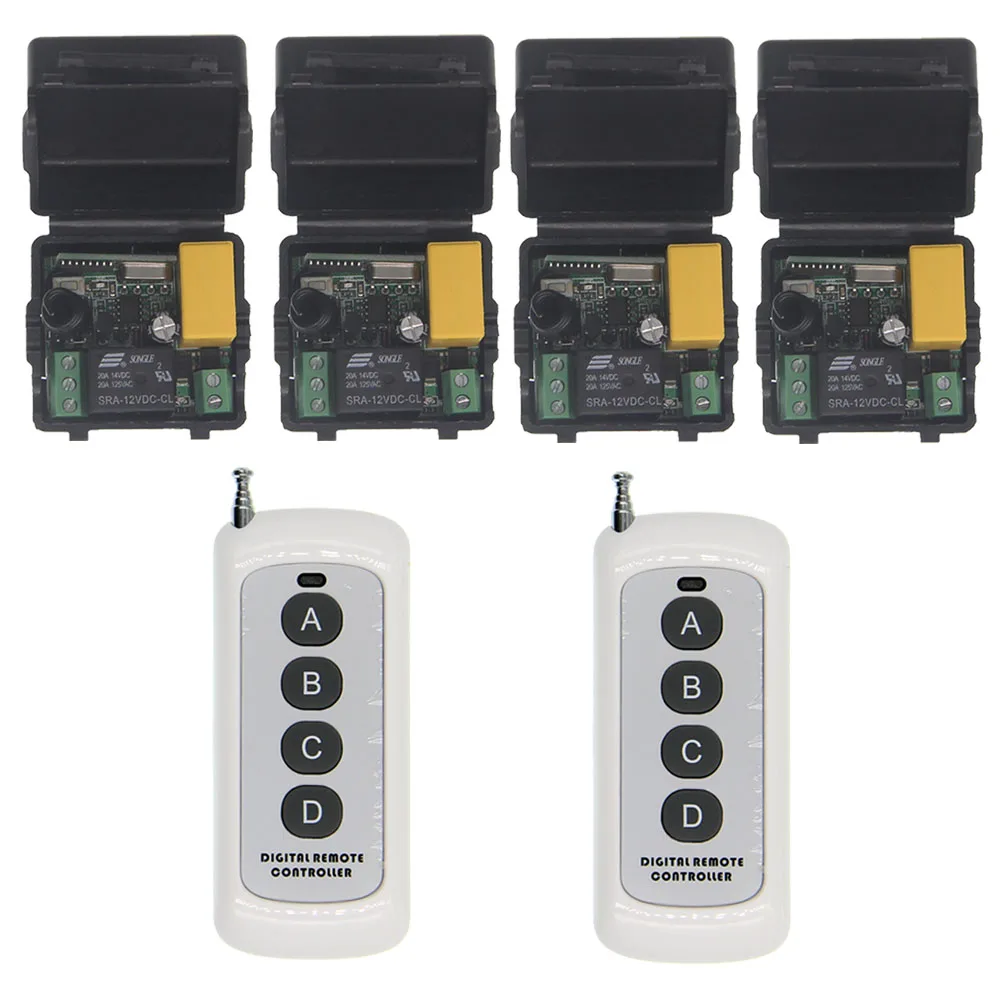 

500m Mini Size AC 220V 1 CH 1CH RF Wireless Remote Control Switch System,4CH Transmitter + Receiver,Momentary / Toggle