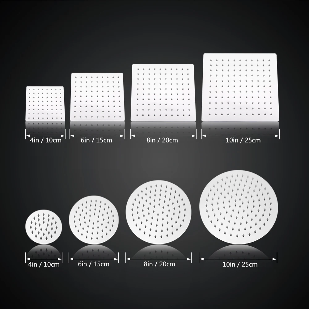 Günstig 4 8 10 12 zoll Edelstahl Dusche Kopf Ultra dünne Top Regen Dusche Kopf Duschköpfe kabine Zimmer Arm Regen Chrome Finish