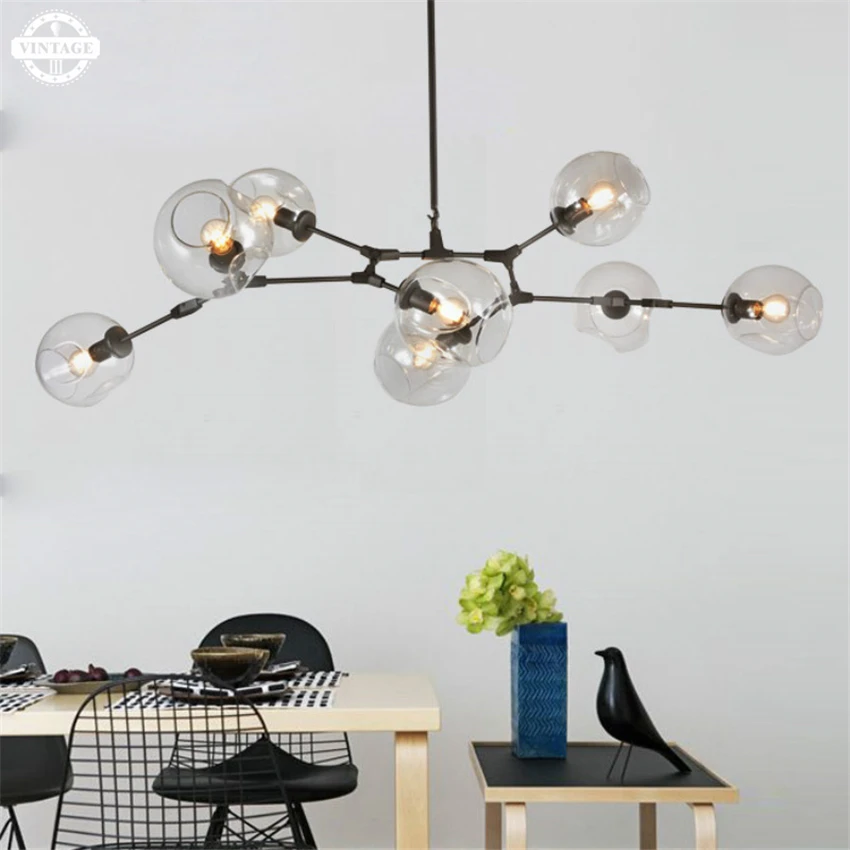 

Black/Gold American Morden Home Industrial Pendant Light for Dining Room Bar Stair Glass Shade gene Light Fixtures
