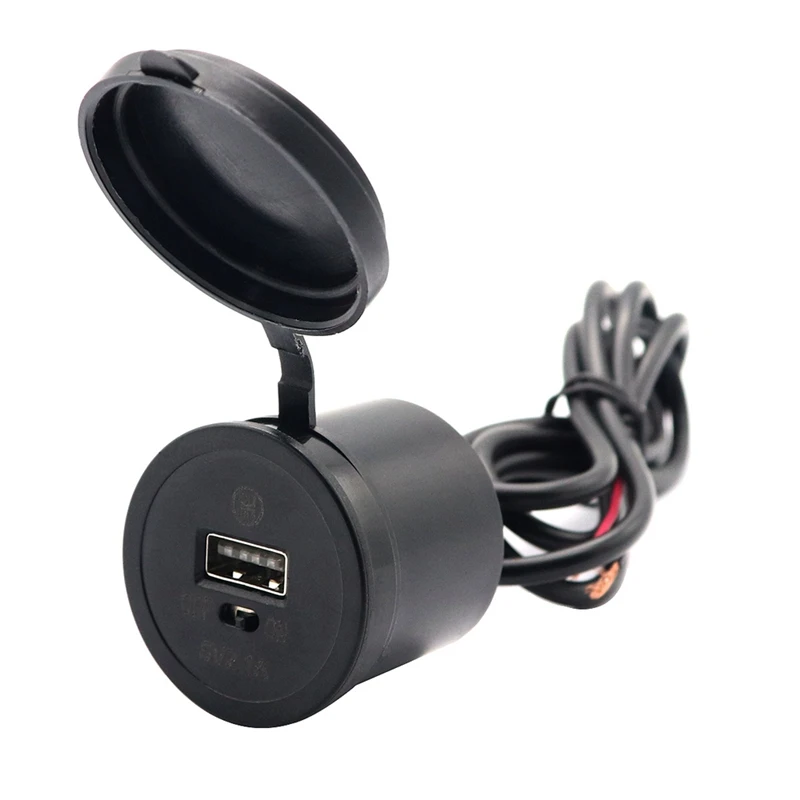 12 24V на руль мотоцикла или 5V 2.1A Usb Зарядное устройство адаптер с переключателем +