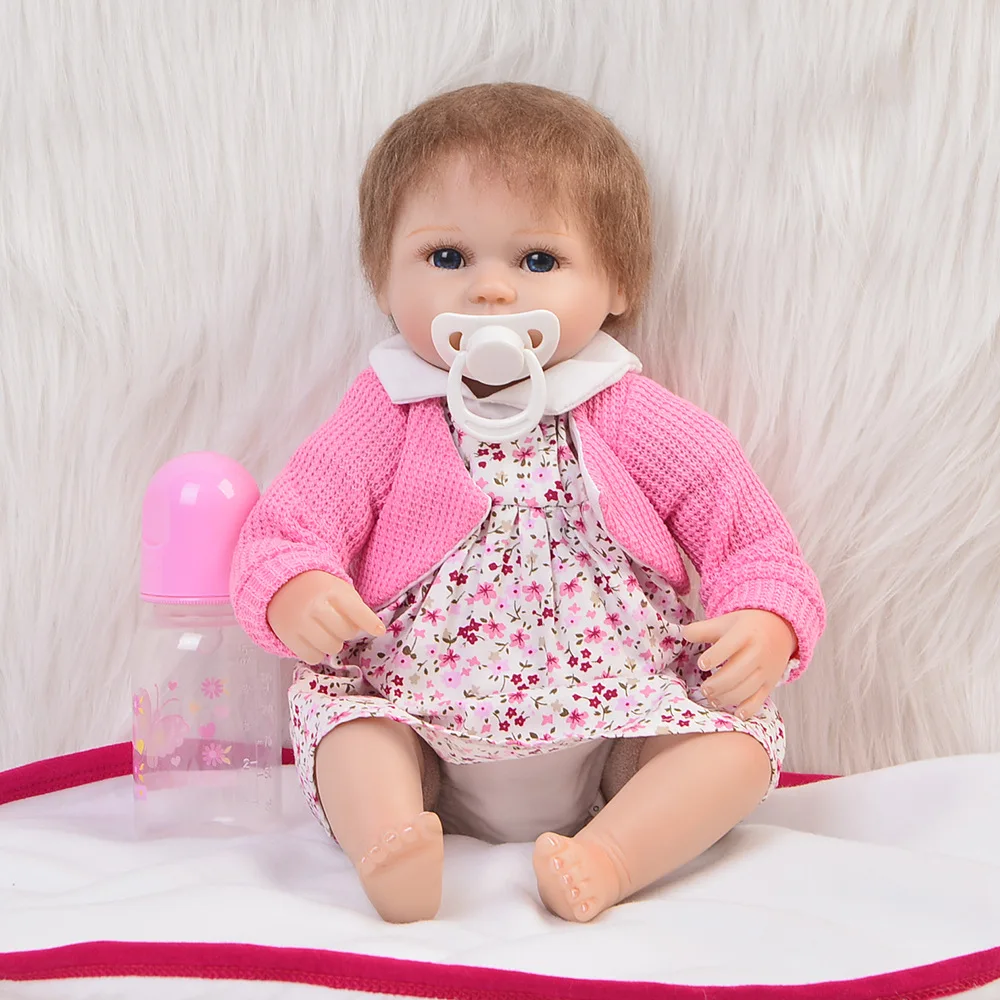 

KEIUMI 42cm Bebe Alive Reborn Bonecas Handmade Lifelike Reborn Baby Doll Girls Full Body Vinyl Silicone Child Gift Blue Eyes