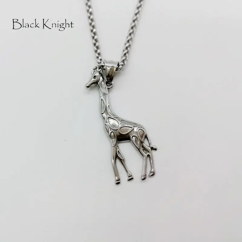 Black Knight Warna Perak Stainless Steel Jerapah Liontin Kalung Black Knight Warna Perak Stainless Steel Jerapah Liontin Kalung