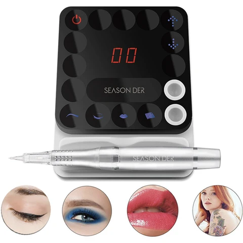 Máquina de Tatuagem Pen para Sobrancelhas Temporada Marca Motor Rotary Arma Tatuagem Maquiagem Permanente Microblading Acidente Vascular Cerebral Der q7