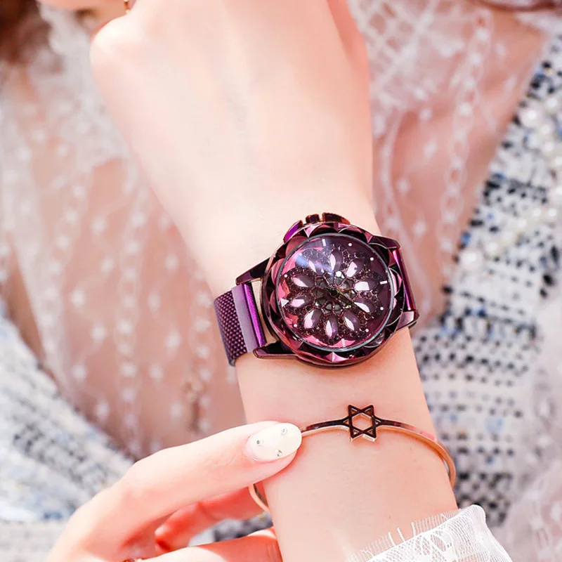 Роскошные элегантные Для женщин часы повернуть поверхности Водонепроницаемый дамы наручные часы Мода Повседневное розовое золото