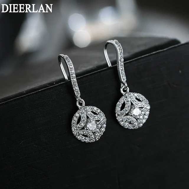 Fashion 925 Sterling Silver Round With Full Zirconia Crystal Earrings Tassel Earrings Jewelry