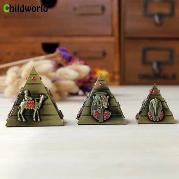 

3 pcs/lot Vintage Metal Home Decoration Accessories Egyptian Pyramids Model Creative Home Furnishing Craft Ornaments Figurines