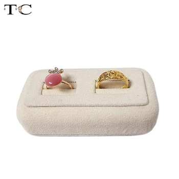 

Quality New Jewellery Display Packaging Box Ring Set Display Case Holder 2 Slots in Beige Velvet free shipping