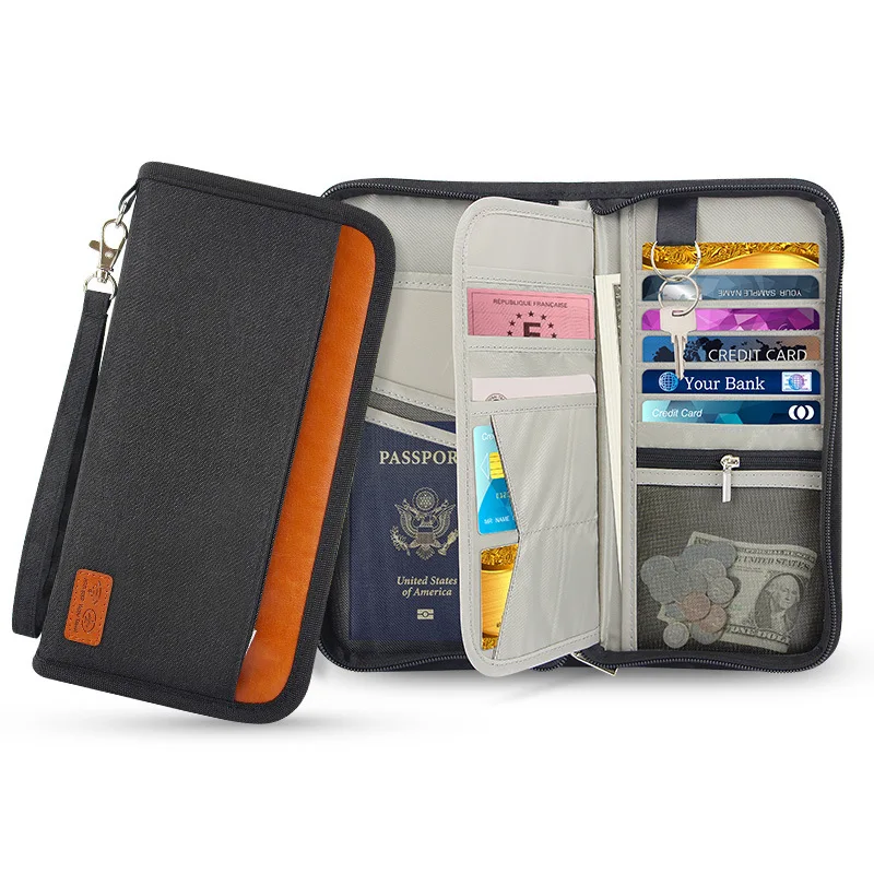 

Credit Card Passport Wallet-RFID Antimagnetic blocking Multi-functional Document Organizer Card Holder