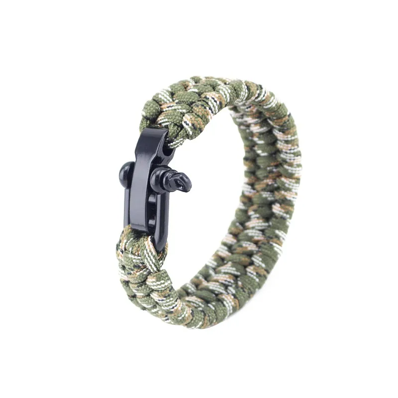 في الهواء الطلق التخييم المشي لمسافات طويلة الانقاذ الأساور Paracord المظلة الحبل الرجال والنساء الطوارئ حبل أسود بقاء الفولاذ