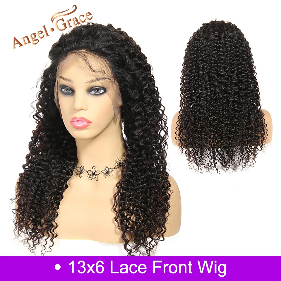 Angel Grace Hair 13x6 парик с кружевом спереди перуанские вьющиеся волосы Remy человеческие волосы парик 8-24 дюймов предварительно сорвал с волосами младенца