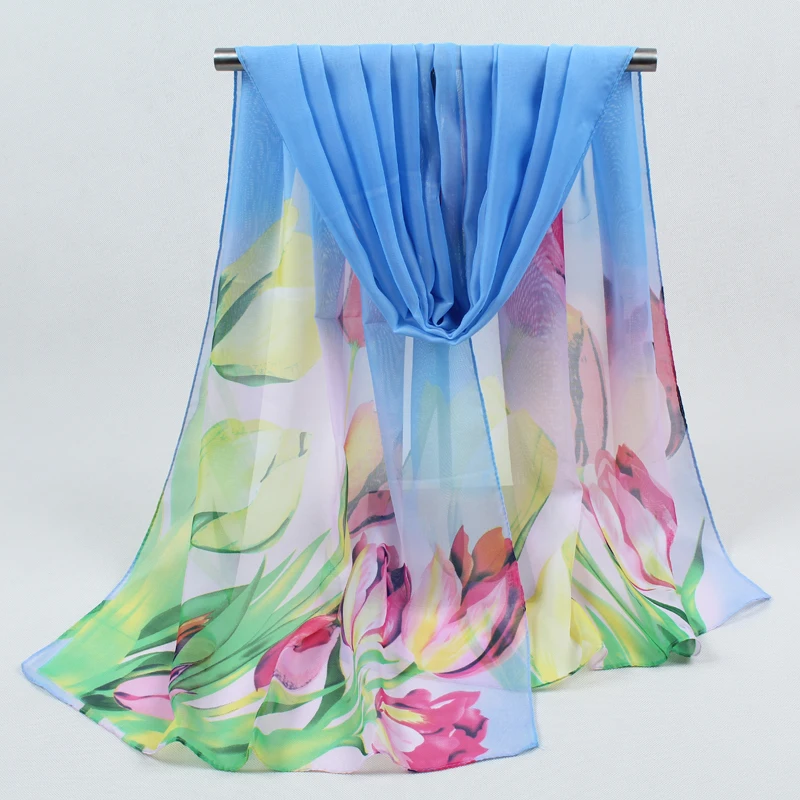 

Summer printing long women silk scarf hijab Winter girls polyester shawl female silk Scarves 4950