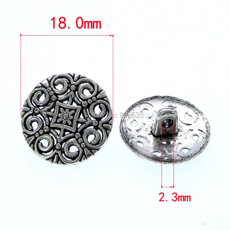 20Pcs Vintage Metal Pierced Buttons Shank Flower Metal Buttons Fit Sewing Clothing Craft 18.0mm 3