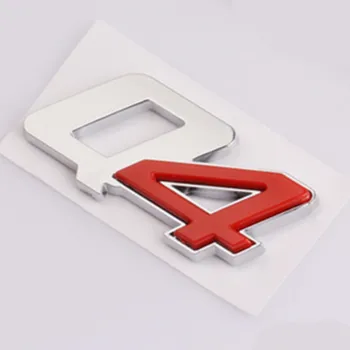 

ABS Emblem Decal Badge Sticker Metal Bumper Trunk Grill Q4 Chrome Red For Maserati Universal car styling