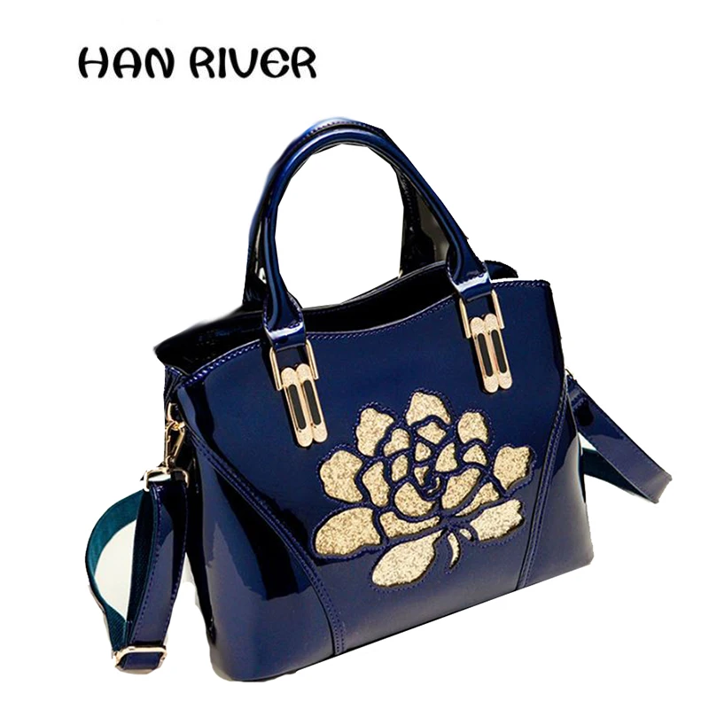 

2017 autumn and winter new female bag of fashionable handbag bag leather women's bag single shoulder slant bag patent leat# h052